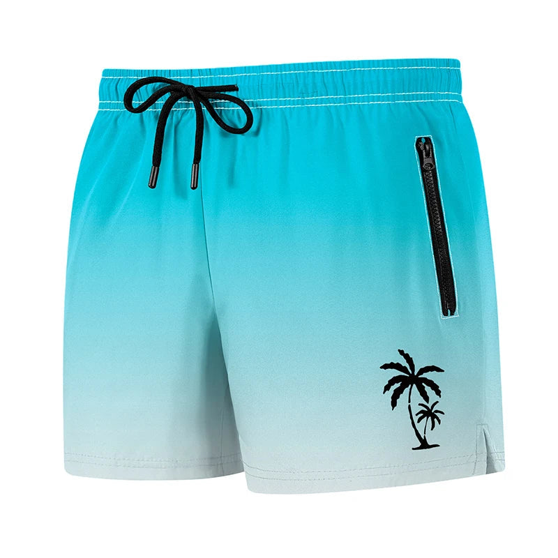 Men's Palm Tree Print Board Shorts Summer Casual Beach Mesh Liner Zipper Pockets Quick Dry Swim Trunks Swimwear The Clothing Company Sydney