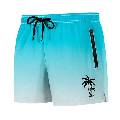 Men's Palm Tree Print Board Shorts Summer Casual Beach Mesh Liner Zipper Pockets Quick Dry Swim Trunks Swimwear The Clothing Company Sydney