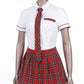 Women's Cosplay Costume Adult School Uniform Short Sleeve Shirt with Plaid Skirt for Halloween Role Play Party The Clothing Company Sydney