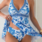 Summer Two Piece Swimsuit Vintage Floral Print Swimwear Female Tankini Sets Deep V Beach Wear Women Swimming Bathing Suit The Clothing Company Sydney