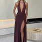 Halter Deep V Neck Backless Maxi Sleeveless Thigh High Split Long Dress The Clothing Company Sydney