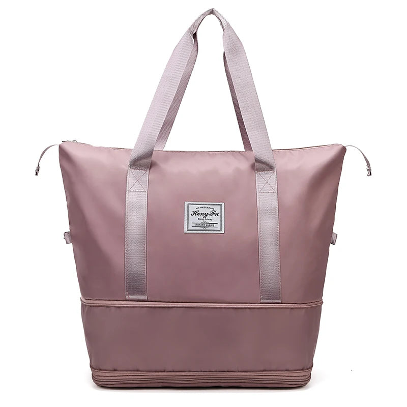 Travel Bag Women Shoulder Bag Casual Handbag Double Zipper Expansion Bag Large Bag Fashion Luggage Bag