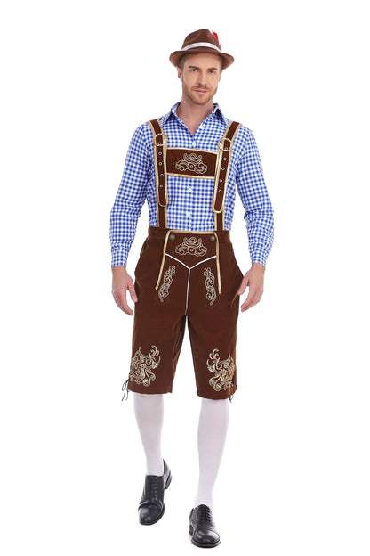 Men's Three Piece Oktoberfest Lederhosen Costume Bavarian German Festivals Suspenders Shirt Hat Male Cosplay Costume The Clothing Company Sydney