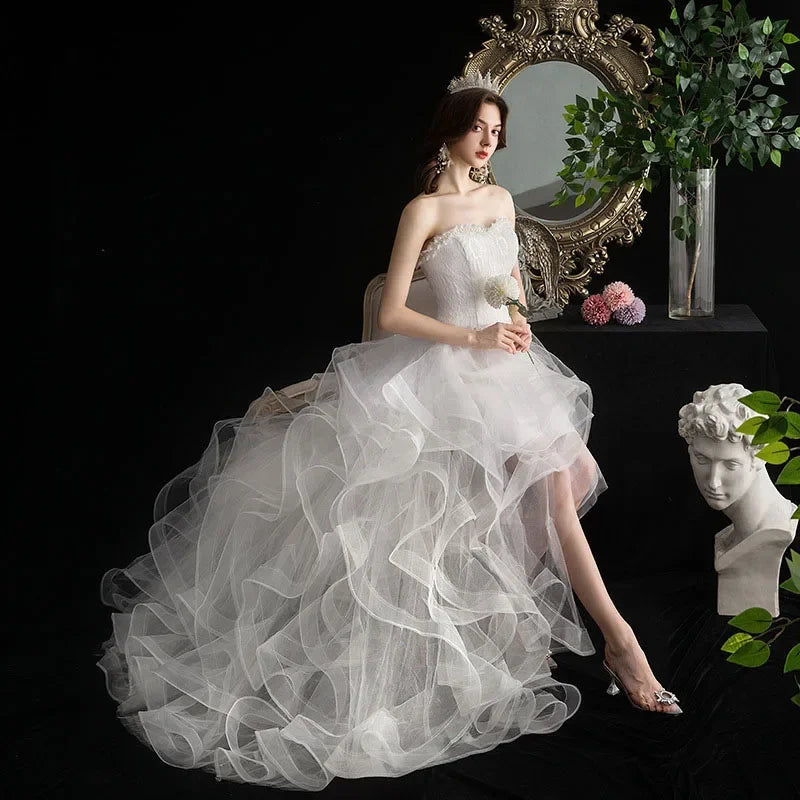 Long Back Light Wedding Dress Princess Fluffy Trailing Cake Skirt  Wedding Dress The Clothing Company Sydney