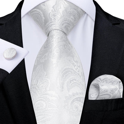 Gray Paisley Silk Tie Set – Men’s Wedding Tie, Pocket Square & Cufflinks The Clothing Company Sydney