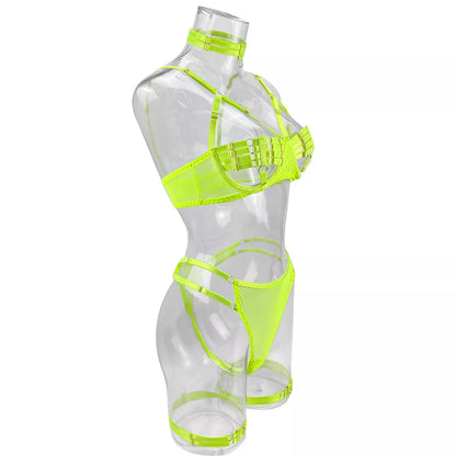 5-Piece Costume Hollow Underwear Sensual Open Bra Outfits Lingerie Set - The Clothing Company Sydney