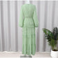 Women V-neck Lantern Long Sleeves Maxi Dress Elegant Patchwork Ruffles Hollow Lace Slim  Summer Dress