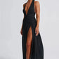 Halter Deep V Neck Backless Maxi Sleeveless Thigh High Split Long Dress The Clothing Company Sydney