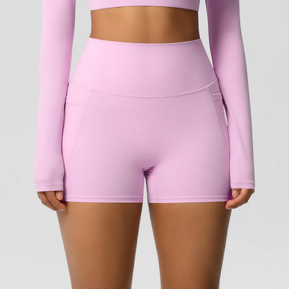 Women's Pocketed Yoga Legging Shorts Squat Proof High Waist Fitness Quick Drying Cycling Workout Gym Shorts
