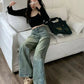 Vintage Baggy Straight Denim Trousers Y2K High Waist Loose Wide Leg Jeans Women Streetwear All-Match Casual Pants