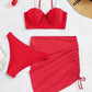 3 Piece Women's Swimsuit Off Shoulder Suspender Pure Cotton Fashion Backless Beach Split Swimwear