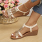 Women's Wedge Sandals Summer Shoes Shiny Rhinestones Elastic Platform Peep Toe Outdoor Sandals