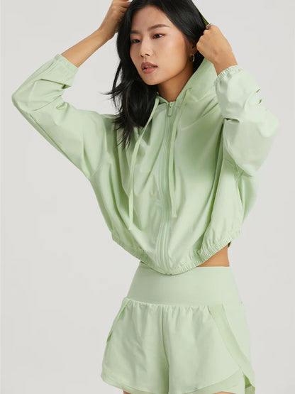 Women's Sport Jacket Long Sleeve Shirt Workout Coat Hooded Gym Training Windbreaker Outdoor Sun Protection Clothing Yoga Sportswear The Clothing Company Sydney