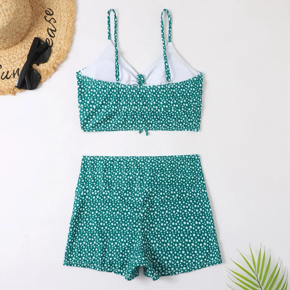 2 Piece High Waist Bikini Swimsuit Women Push Up Bikini Floral Swimsuit Print Swimwear Swim Trunks Bathing Suit