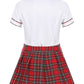 Women's Cosplay Costume Adult School Uniform Short Sleeve Shirt with Plaid Skirt for Halloween Role Play Party The Clothing Company Sydney