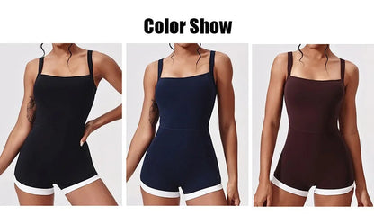 Women's Brown Yoga Jumpsuit Sports One Piece Suit Gym Fitness Bodysuit Workout Romper Overall Sportswear The Clothing Company Sydney