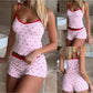 Women's 2 Piece Pajama Set Sleeveless Cherry Print Cami Tops Casual Shorts Sleepwear Pyjama Set The Clothing Company Sydney