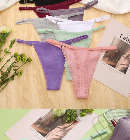 5 Pack G-string Panties Cotton Women's Underwear  Adjustable Waist Pantys Bikini Thongs Lingerie The Clothing Company Sydney