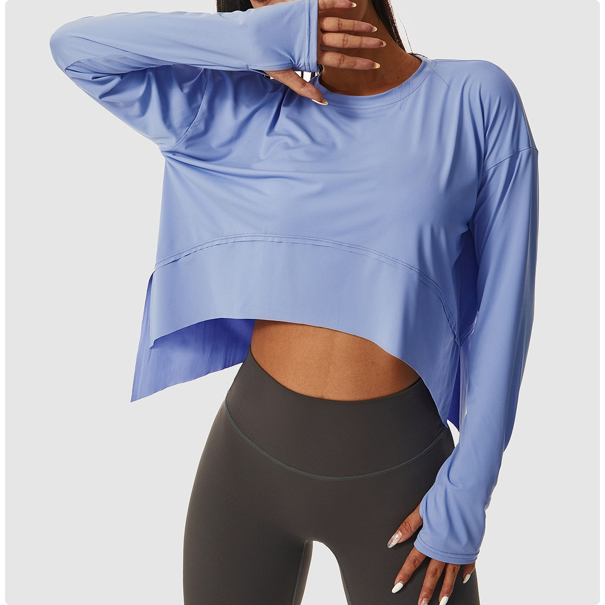 New Autumn Winter Women Sweatshirt Loose Long Sleeve Yoga Shirt High  Elasticity Nylon Fitness Sports Top Running Gym Clothing