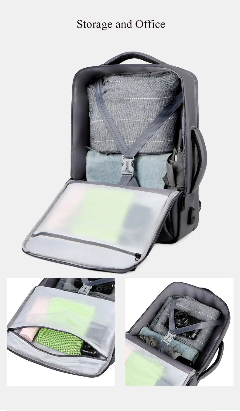 Large Backpack USB Charging Laptop Bagpack Waterproof Business Travel Cabin Hand Luggage Back Pack Bag