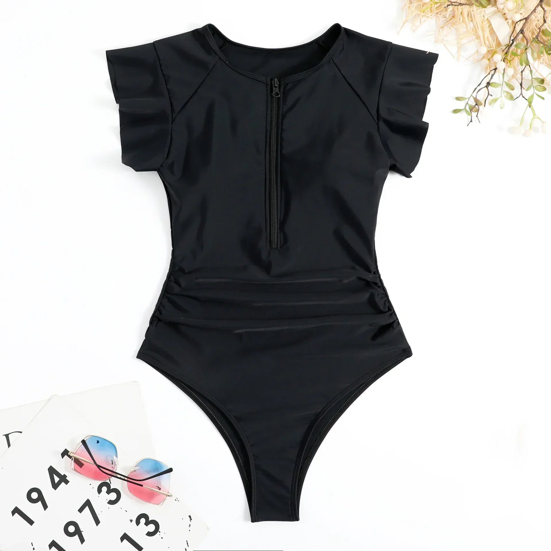 One-piece Swimsuit Zipper Swimsuit Bikini Women's Thickened Printed Swimming Beach Wear The Clothing Company Sydney