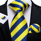 Men's Tie Luxury Yellow Blue Striped Paisley Plaid Silk Wedding Tie For Men's Designer Hanky Cufflinks Gift Tie Set The Clothing Company Sydney