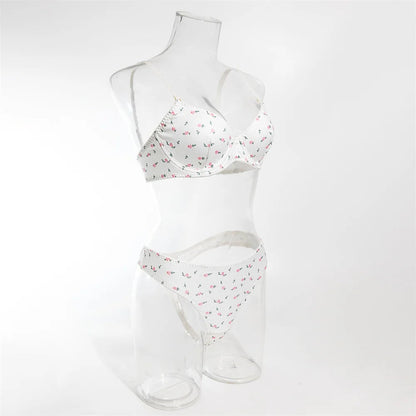 Knitted Lingerie 2 Piece Set Fashion Flower Printing Push Up Bras And Panties Suits Outfits The Clothing Company Sydney