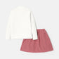 2 Piece Kids Girl's Button Design Mock Neck Long-sleeve Tee and Pocket Design Skirt Set The Clothing Company Sydney