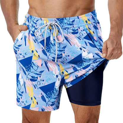 Mens Swimming Trunks with Compression Liner Stretch Swimwear 2 in 1 Quick Dry Running Gym Swim Shorts  Board Shorts - The Clothing Company Sydney
