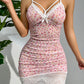 Sexy V-neck Pink  Slip Nightdress Lace Floral Pattern Pajamas Cute Summer for Women Home Clothing Sleepwear The Clothing Company Sydney