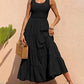 Elegant Sleeveless Floral Solid Color Long Dress Fashion Elastic Waist Beach Party Dress