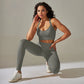 Cross Back Strap Yoga Set Women High Waist Leggings Running Workout Suits Sportswear Seamless Fitness Clothes Tracksuit Set