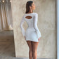 Textured Lace Up Bandage Mini Dress Outfit for Women Long Sleeve Bodycon Dresses Streetwear Spring Clothes The Clothing Company Sydney