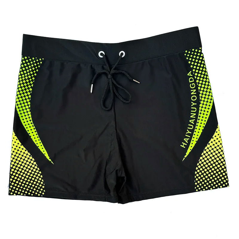 Geometric Graphic Letter Print Men's Swim Trunks With Drawstring Quick Dry And Stretchable Summer Shorts
