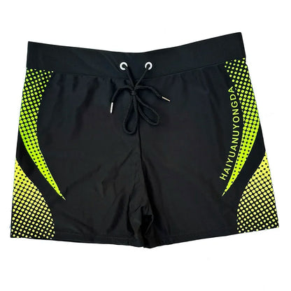 Geometric Graphic Letter Print Men's Swim Trunks With Drawstring Quick Dry And Stretchable Summer Shorts