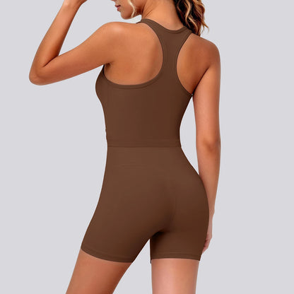 2 Piece Women's Breathable Workout Top I-shaped Vest  Push Up Quick-Dry Summer Yoga Shorts Matching Set