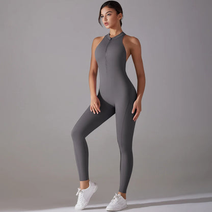 Hollow Backless Scrunch Sporty Scrunch Woman Gym Set One Piece Sport Suit Sleeveless Zip Yoga Fitness Overall Jumpsuit Activewear The Clothing Company Sydney