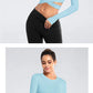 Long Sleeve Midriff Yoga Tops Sports Fitness Crop Top Gym Shirts Slim Fit Running Tank Tops Criss Cross Top The Clothing Company Sydney