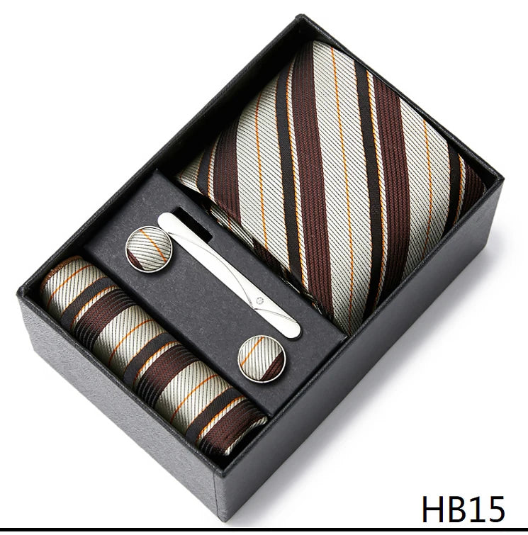 7.5 cm Width Tie Sets Black Men's Tie Hankerchiefs Cufflinks clip Box wedding gift handmade Necktie Set The Clothing Company Sydney