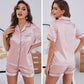 Womens Satin Pajamas Set Short Sleeve Two piece Pj Sets Sleepwear Loungewear Button-Down Pyjama Set The Clothing Company Sydney