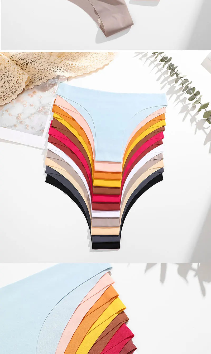 6 Pack Ice Silk Seamless Underwear Low Waisted Pants Breathable High Elasticity Lingerie Intimates Panties Briefs