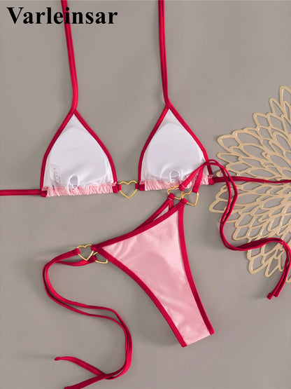 2 Piece Halter Mini Micro Thong Bikini Swimwear Swimsuit Two-pieces Bikini set Padded Bather Bathing Suit