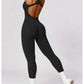 Seamless Gym Sport Jumpsuit Women Sportswear Hollow Backless Scrunch Fitness Overalls Push Up One Pieces Outfit Yoga Wear The Clothing Company Sydney