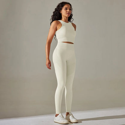 2 Piece Nylon Tracksuits Women's Yoga Set Sports Suit Sports Vest Gym Leggings Suit Seamless Workout Clothes Gymwear - The Clothing Company Sydney