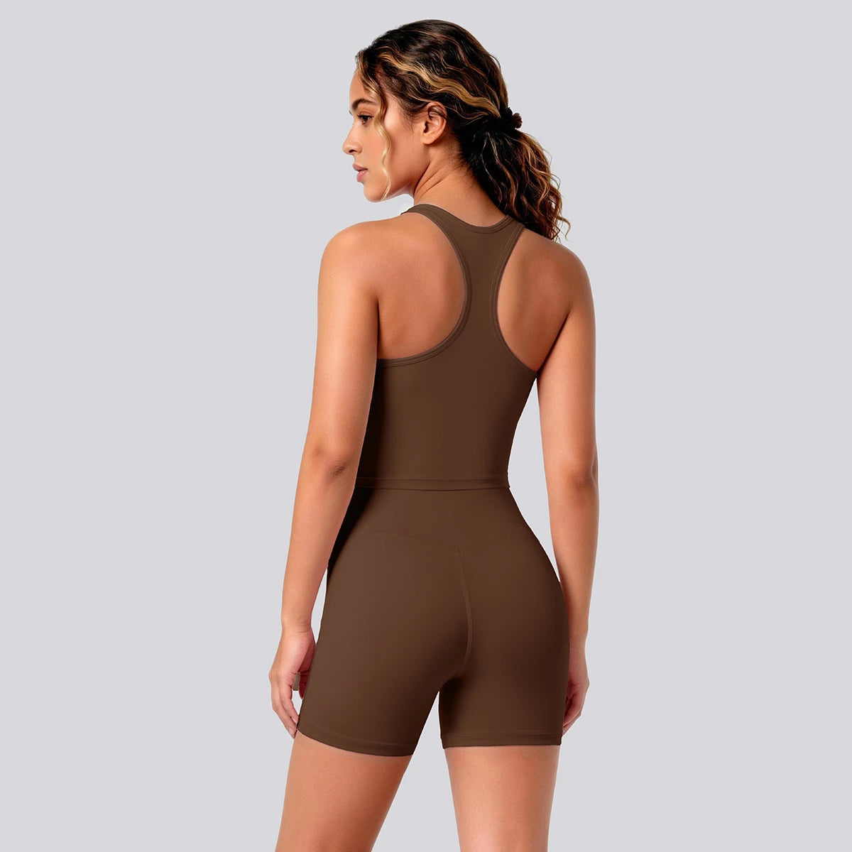 2 Piece Women's Breathable Workout Top I-shaped Vest  Push Up Quick-Dry Summer Yoga Shorts Matching Set