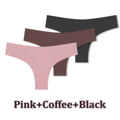 3 Pack Seamless Ultra-thin Panties Women Ice Silk Underwear Panty Low Waist G-string Briefs