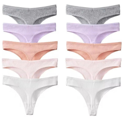 10 Piece Women's Panties Cotton Striped Underwear Sports Thongs Lingerie Soft Comfortable G-Strings Hot T-Backs The Clothing Company Sydney