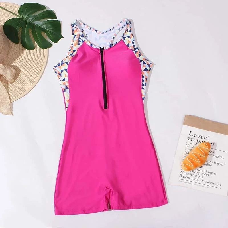 Women's one-piece swimsuit by The Clothing Company Sydney, closed bodysuit swimwear for swimming, beach, or pool