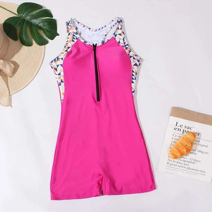 Women's one-piece swimsuit by The Clothing Company Sydney, closed bodysuit swimwear for swimming, beach, or pool