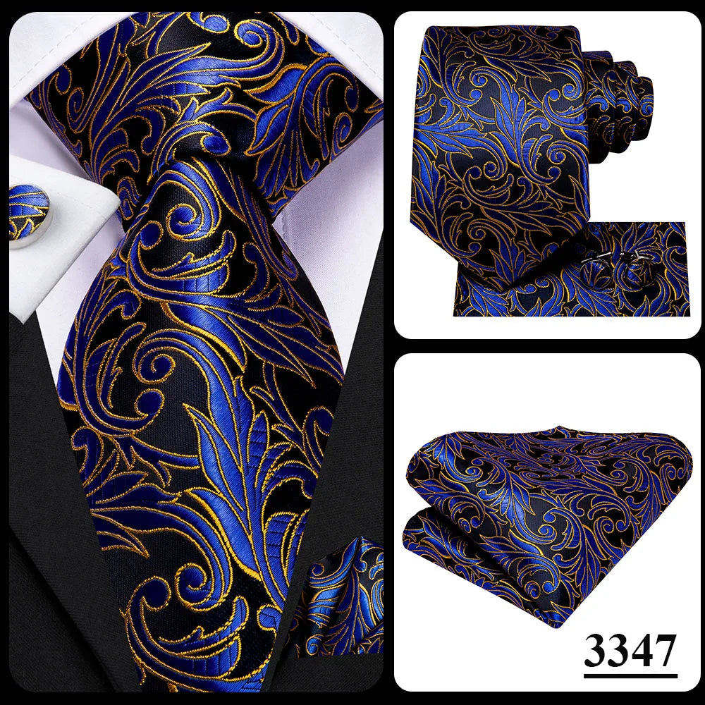 Blue Paisley Silk Tie Set – Necktie, Cufflinks & Hanky for Men The Clothing Company Sydney